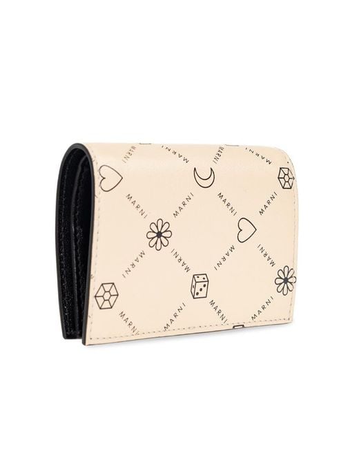 Marni Natural Geometric Logo-Print Wallet