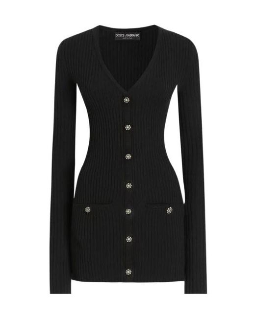 Dolce & Gabbana Black Ribbed Cardigan