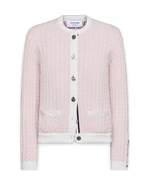 Thom Browne Pink Cable Stitch Cardigan