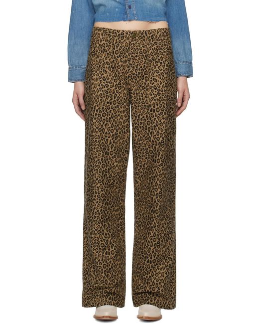 R13 Brown Wide-Leg Leopard-Print Trousers