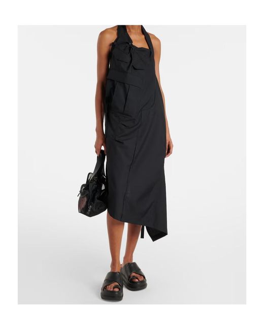 Junya Watanabe Black Halter Neck Midi Dress
