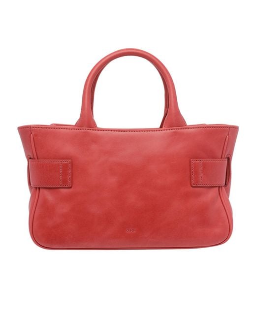 OSOI Red Brocle Belted Tote Bag