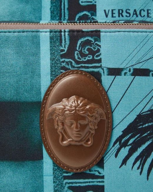 Versace Blue Lou Palm Print Backpack for men