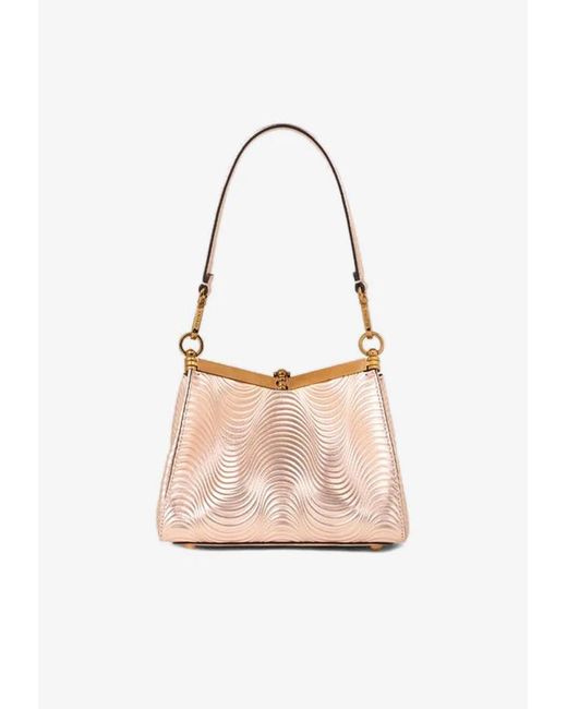Etro Pink Small Metallic Leather Vela Bag