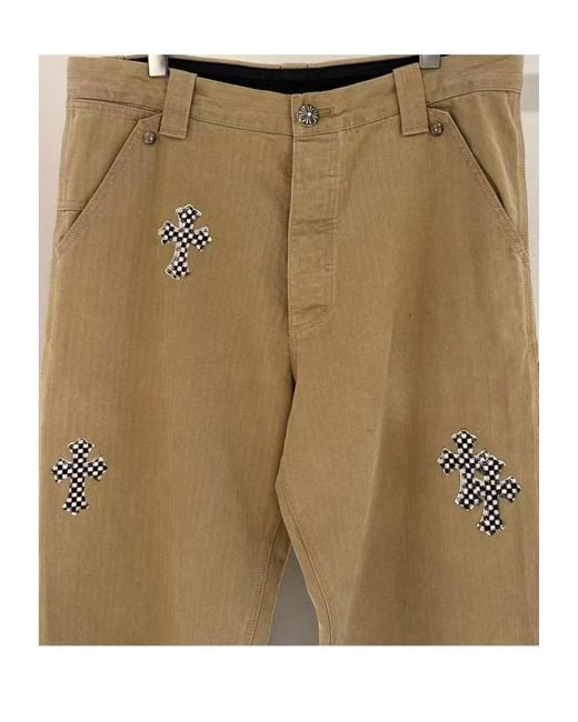 Chrome Hearts Natural Leopard Print Cross Casual Pants for men