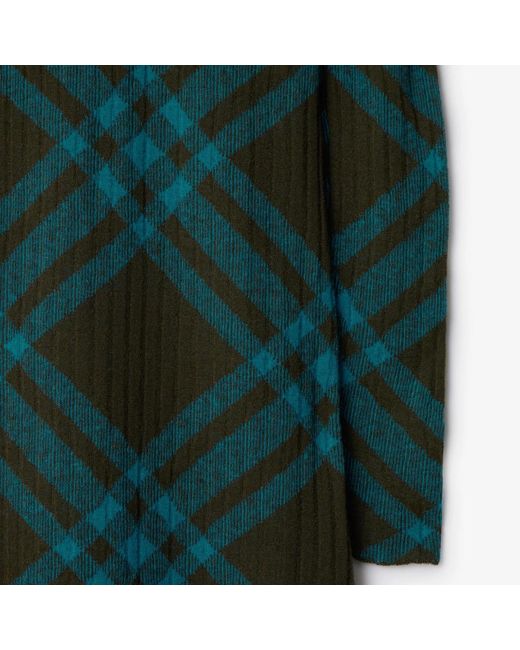 Burberry Green Checkered Mock-Neck Shift Dress