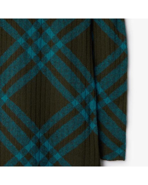 Burberry Green Checkered Mock-Neck Shift Dress