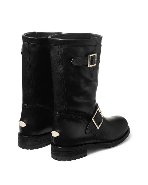 Jimmy Choo Black Leather Biker Boots