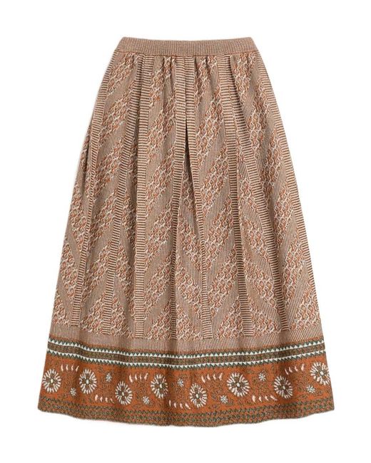 Valentino Brown All-Over Patterned Knitted Skirt