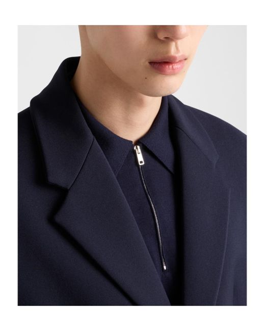 Prada Blue Wool Logo Polo Shirt for men