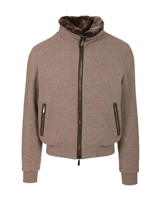 Moorer Brown Bellati-Mrw Bomber Jacket for men