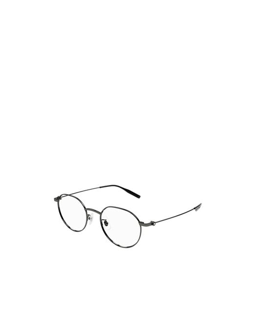 Montblanc White Eyewear Round Frame Glasses for men