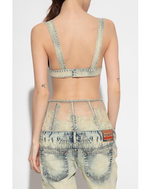 DIESEL White De Janys Fsc Denim Cropped Top
