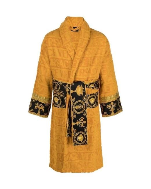 Versace Yellow I Love Baroque Belted Bathrobe for men