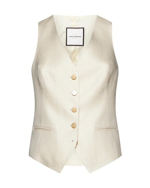Tagliatore White Giselle V-Neck Vest