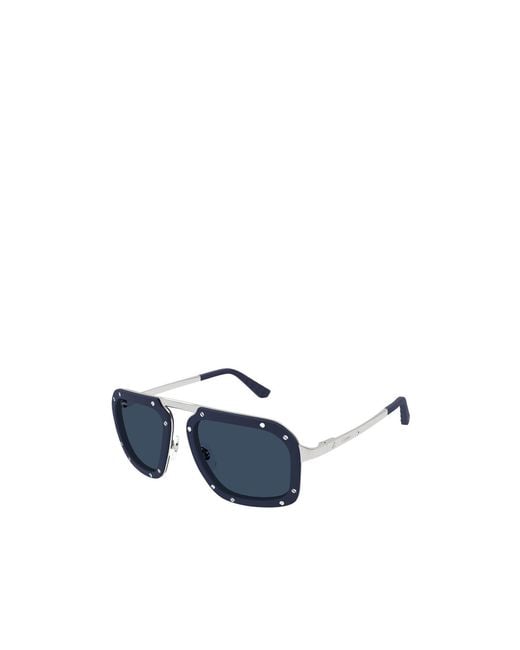 Cartier Blue Geometric Frame Sunglasses for men