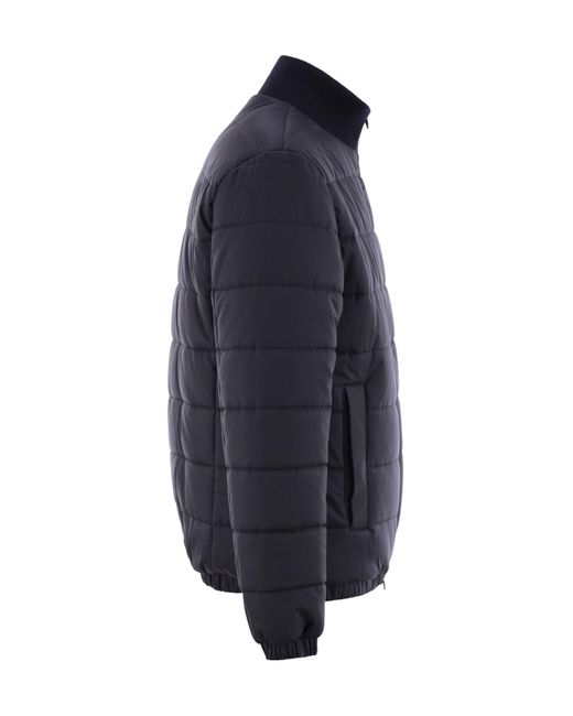 Kiton Blue Zip-Up Padded Bomber Jacket for men