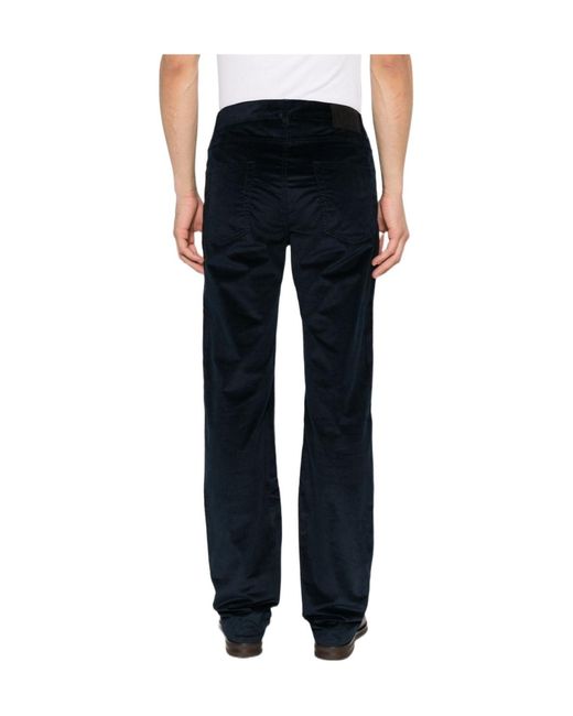 Etro Blue Corduroy Straight-Leg Trousers for men