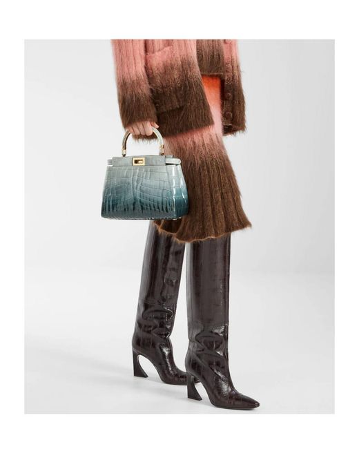 Fendi Blue Gradient Crocodile Bag