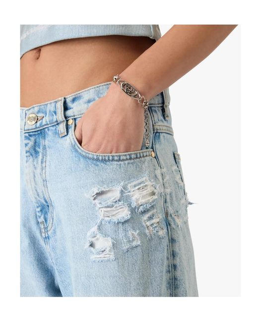 Casablanca Blue Ripped-Letter Jeans