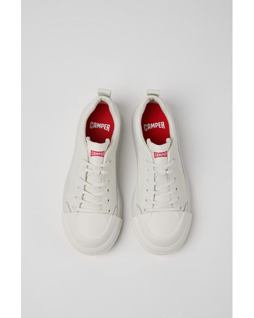 Camper White Junction Runner Leather Lace-Up Sneakers