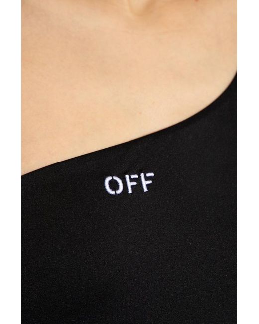Off-White c/o Virgil Abloh Black Logo Printed High-Cut Swimsuit