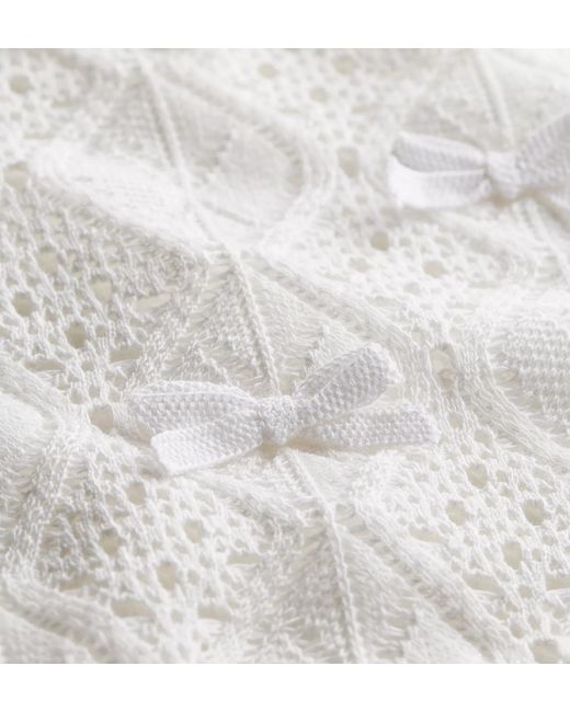 Dior White Iviera Embroidered Short-Sleeved Sweater