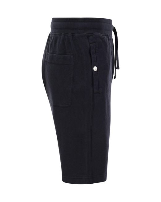 Stone Island Blue Logo Patch Drawstring Bermuda Shorts for men