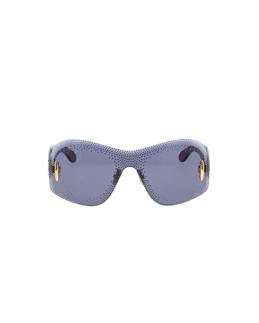 Loewe Purple Embellished Shield Frame Sunglasses
