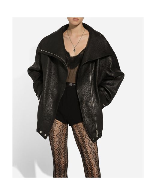 Dolce & Gabbana Black Oversized Biker Jacket