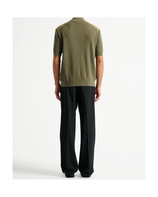 Balmain Green Vintage Utility Ribbed Knit Polo for men