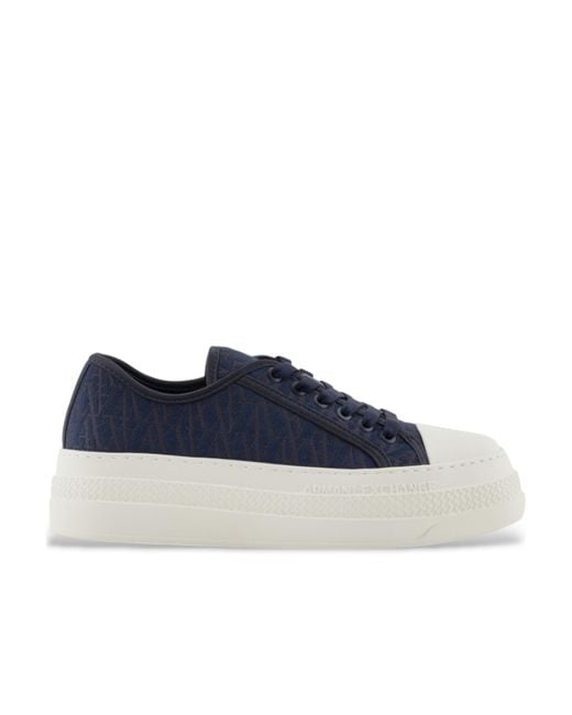 ARMANI EXCHANGE Blue Thick-Soled Low-Top Casual Shoes