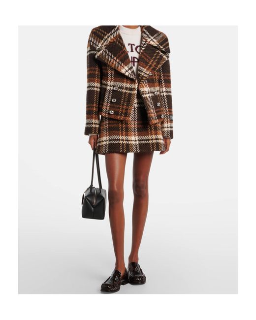Patou Brown Plaid Mini Skirt