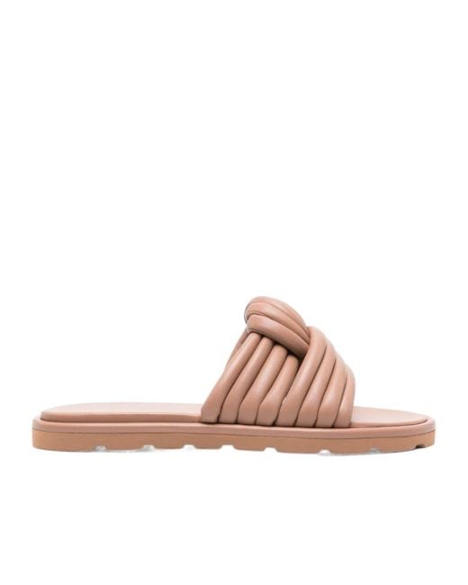 Gianvito Rossi Pink Leather Flat Sandals