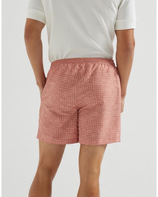 Brunello Cucinelli Red Printed Swim Shorts for men
