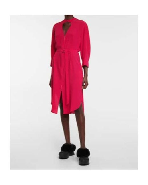 Stella McCartney Red Silk Midi Dress