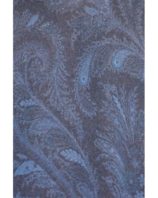 Etro Blue Patterned Crewneck Knitted Jumper for men