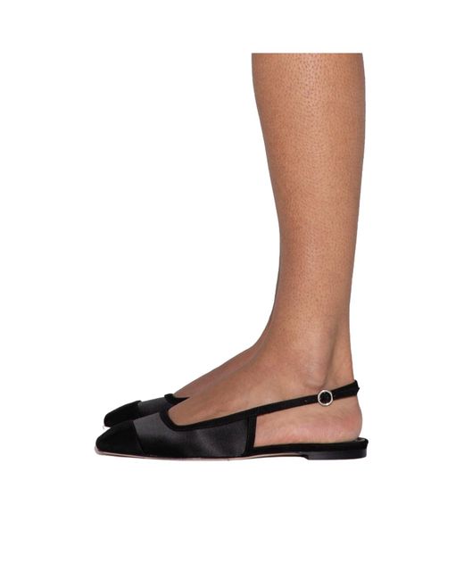 Aeyde Black Mesh Square-Toe Slingback Flats