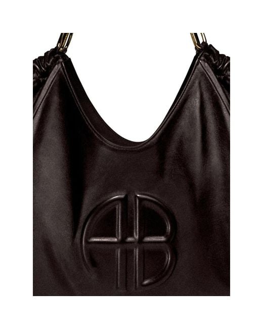 Anine Bing Black Logo Embossed Medium Kate Tote Bag