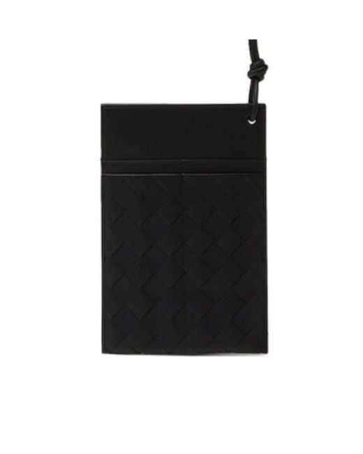 Bottega Veneta Black Intrecciato Neck Strapped Phone Holder for men