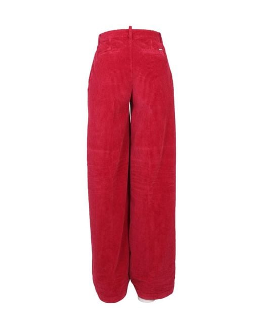 DSquared² Red Baggy Cut Corduroy Trousers