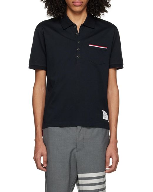 Thom Browne Blue Rwb Short-Sleeved Polo Shirt for men