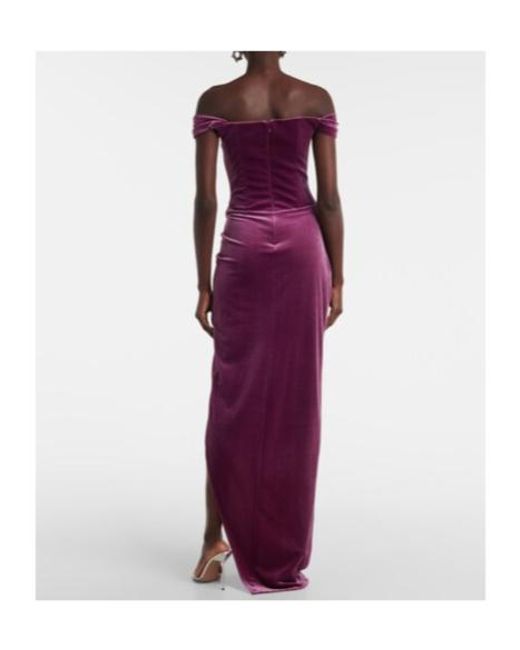 Alex Perry Purple Asymmetric Velvet Bustier Gown