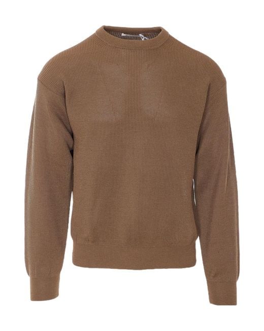 Auralee Brown Long-Sleeve Knit Top for men