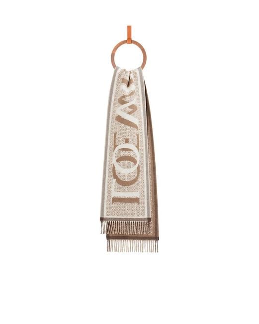 Loewe White Love Jacquard Fringed Scarf