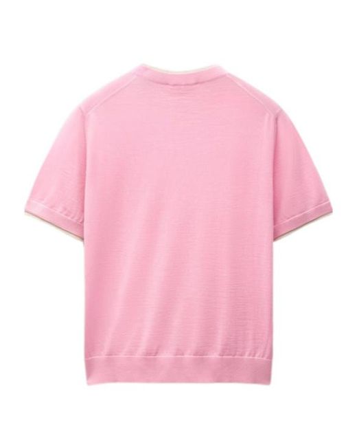 Versace Pink Embroidered Logo Knitted Top
