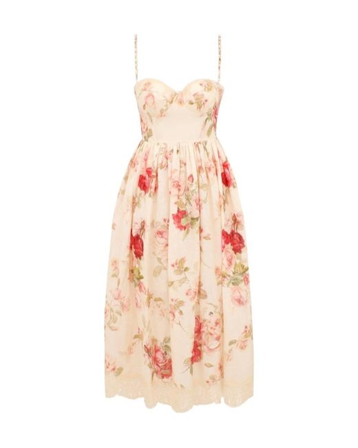 Zimmermann Pink Roselight Picnic Midi Dress