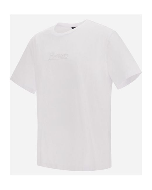 Herno White Logo-Embroidered Crewneck T-Shirt for men