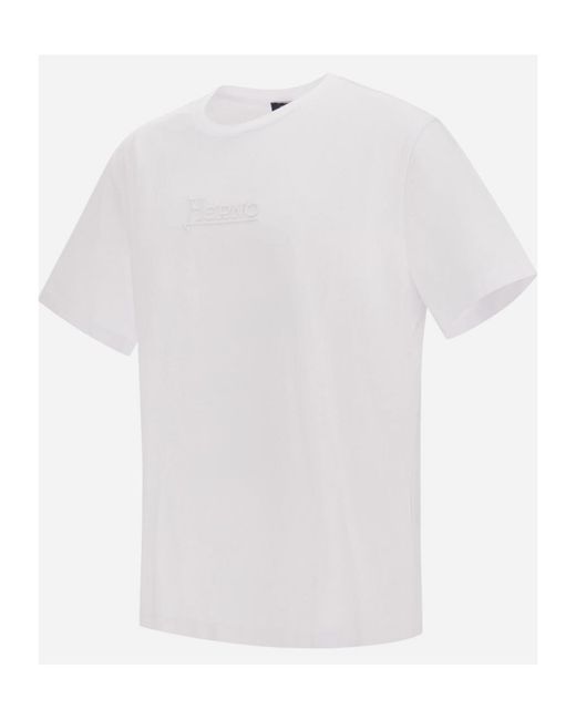 Herno White Logo-Embroidered Crewneck T-Shirt for men