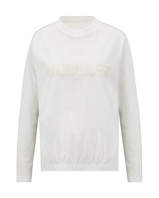 Moncler White Logo Long Sleeve T-Shirt